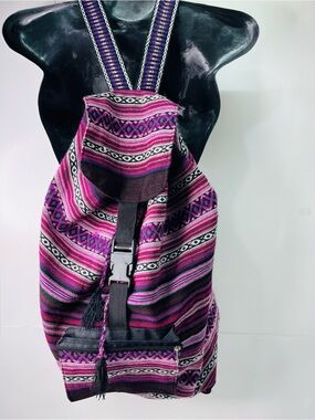 Authentic Mexican style unisex woven serape back sack drawstring